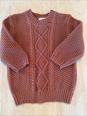 Kid’s Chunky Cable Knit Sweater - Rust